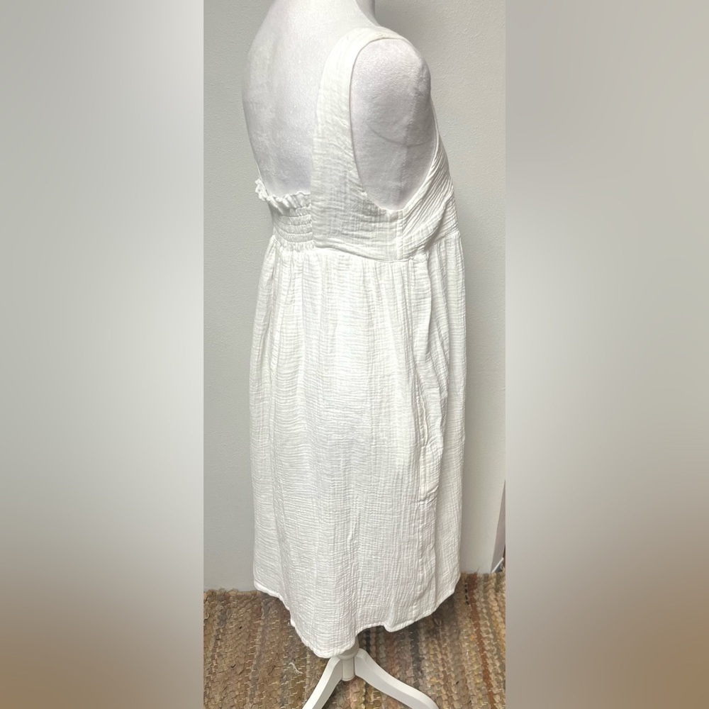Stars Above 100% Cotton Midi Sleep Dress White Gauzy Fabric With Pockets 
Sz XS - Picture 2 of 8